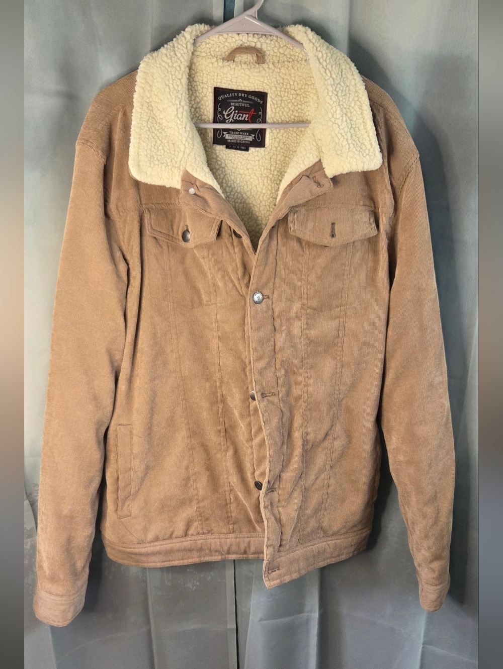 Beautiful Giant Men’s Tan Corduroy Sherpa-Lined Field Jacket